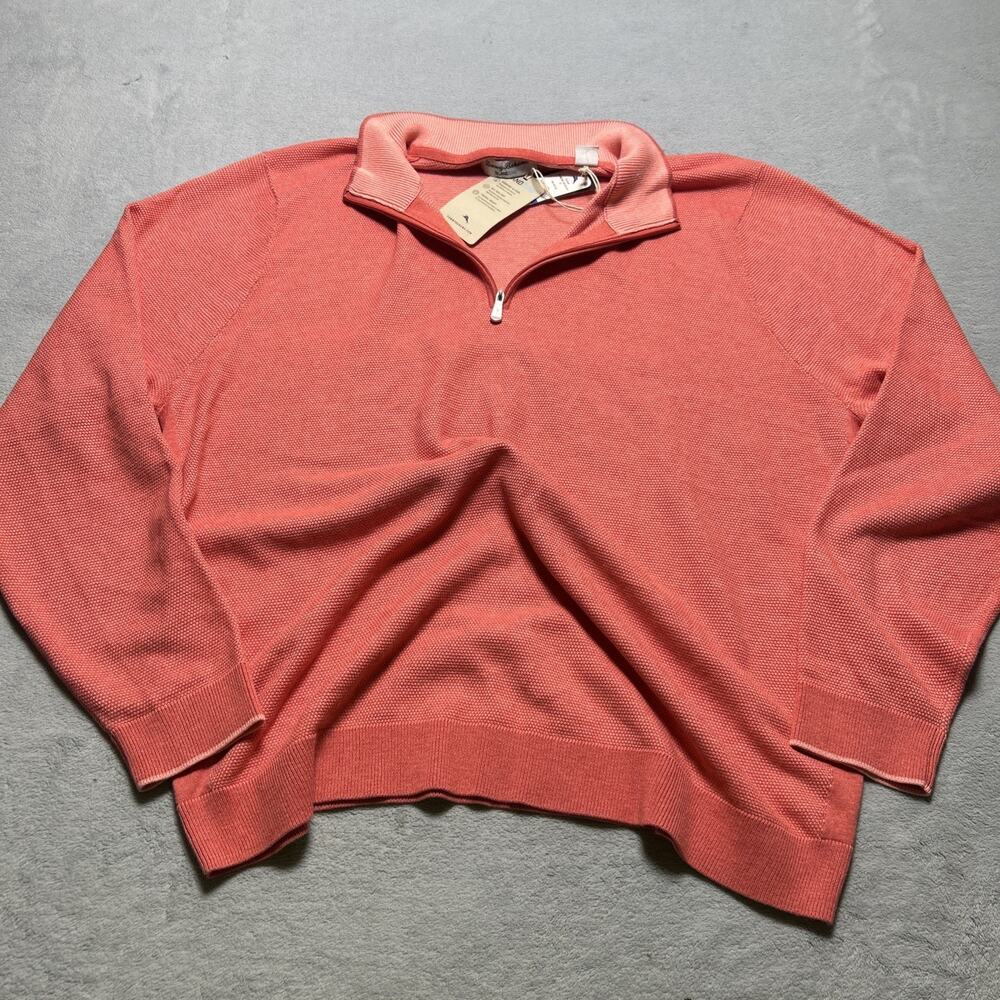 NWT Tommy Bahama Island Zone Cool Side Pullover Sweater Men XL Qtr Zip Rib Knit - Picture 2 of 15